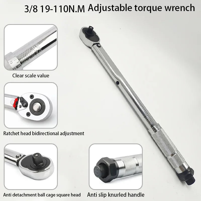 19-110N.m Car Motorbike Disassembly Tool Professional Adjustable Torque Wrench 3/8'' Drive Spanner Hand Tool torque wrench