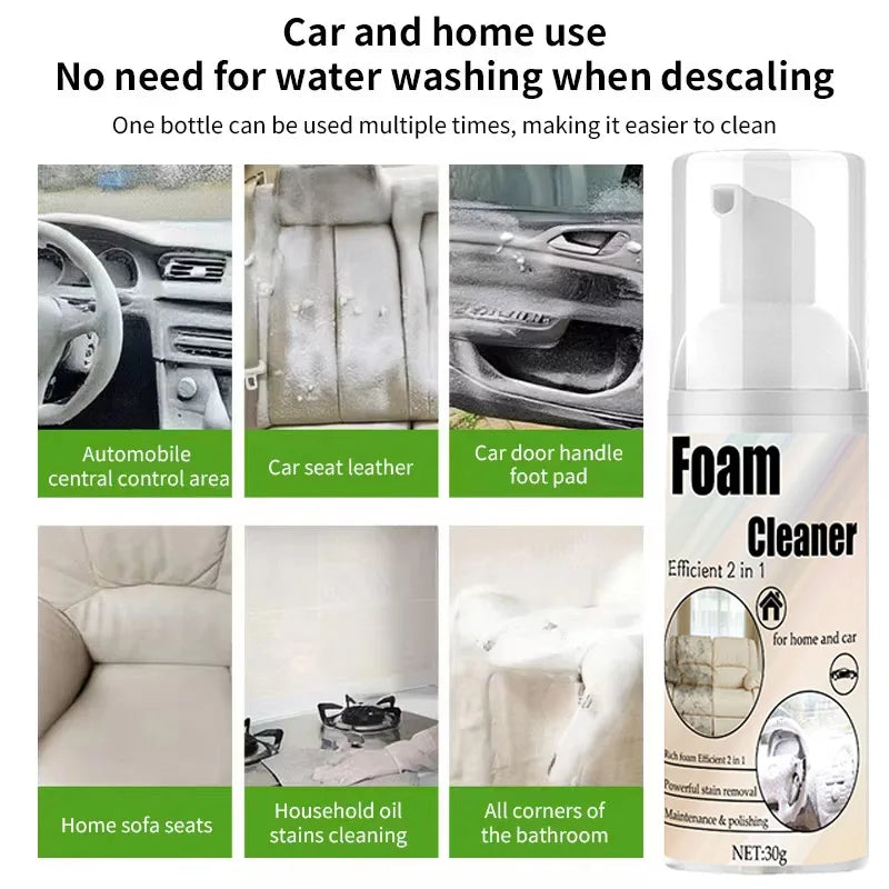 2-in-1 car interior foam cleaner spray for dashboard, trim and upholstery