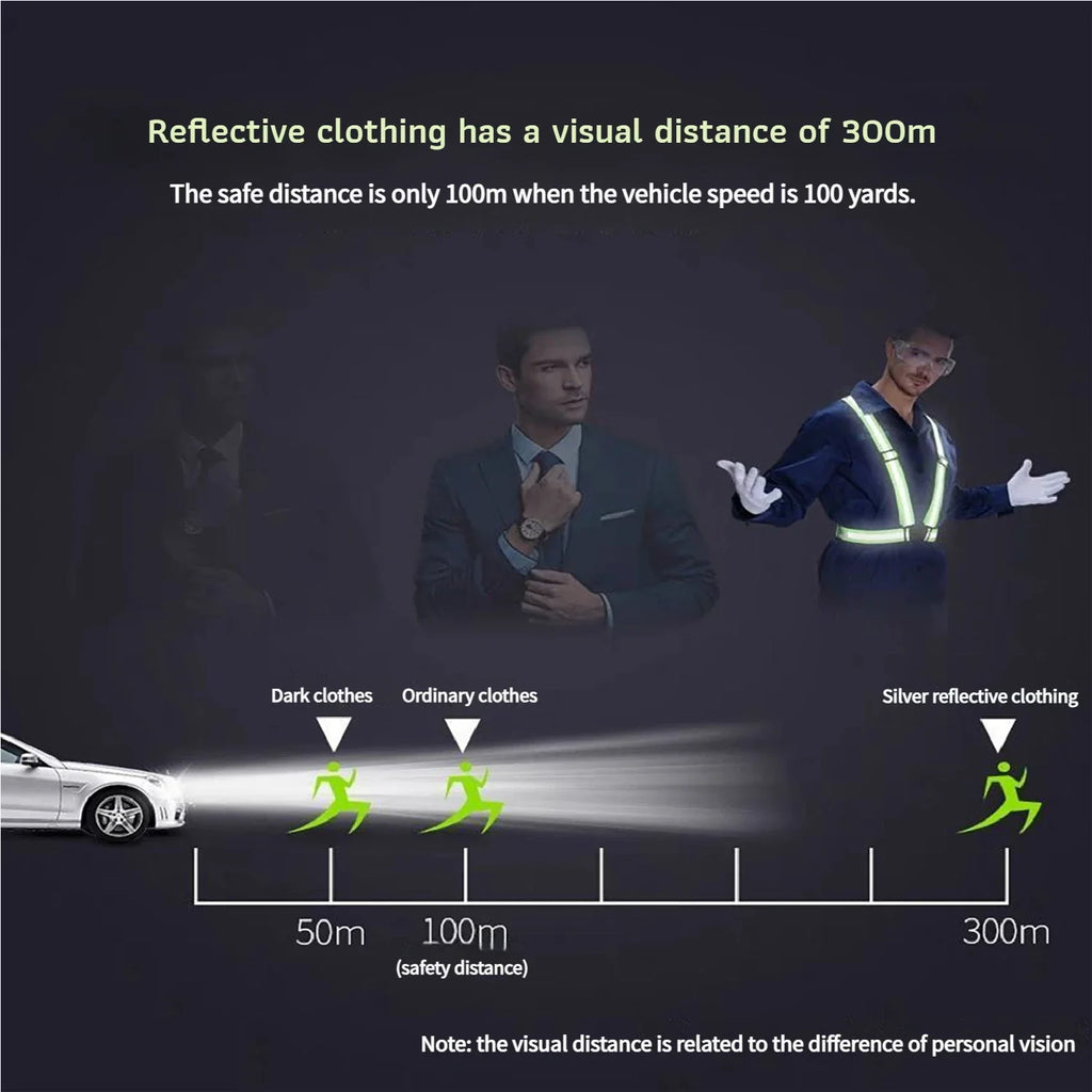 Reflective Safety Vest Harness High Visibility 360° Adjustable for Cycling Running Work Safety Durable Reflective Gear