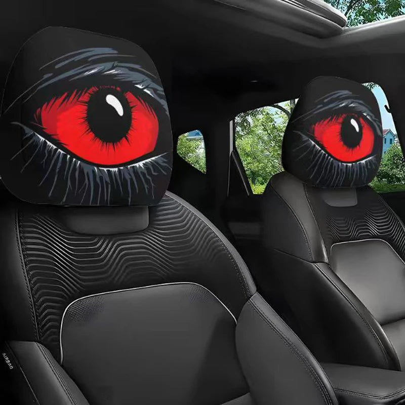 Funny Cartoon Print Car Headrest Covers, Set of 2
