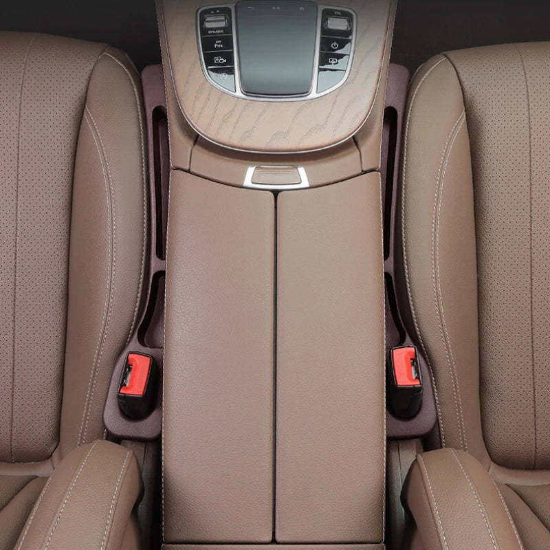 PU Leather Car Seat Gap Fillers with 2 Storage Grooves, Pair