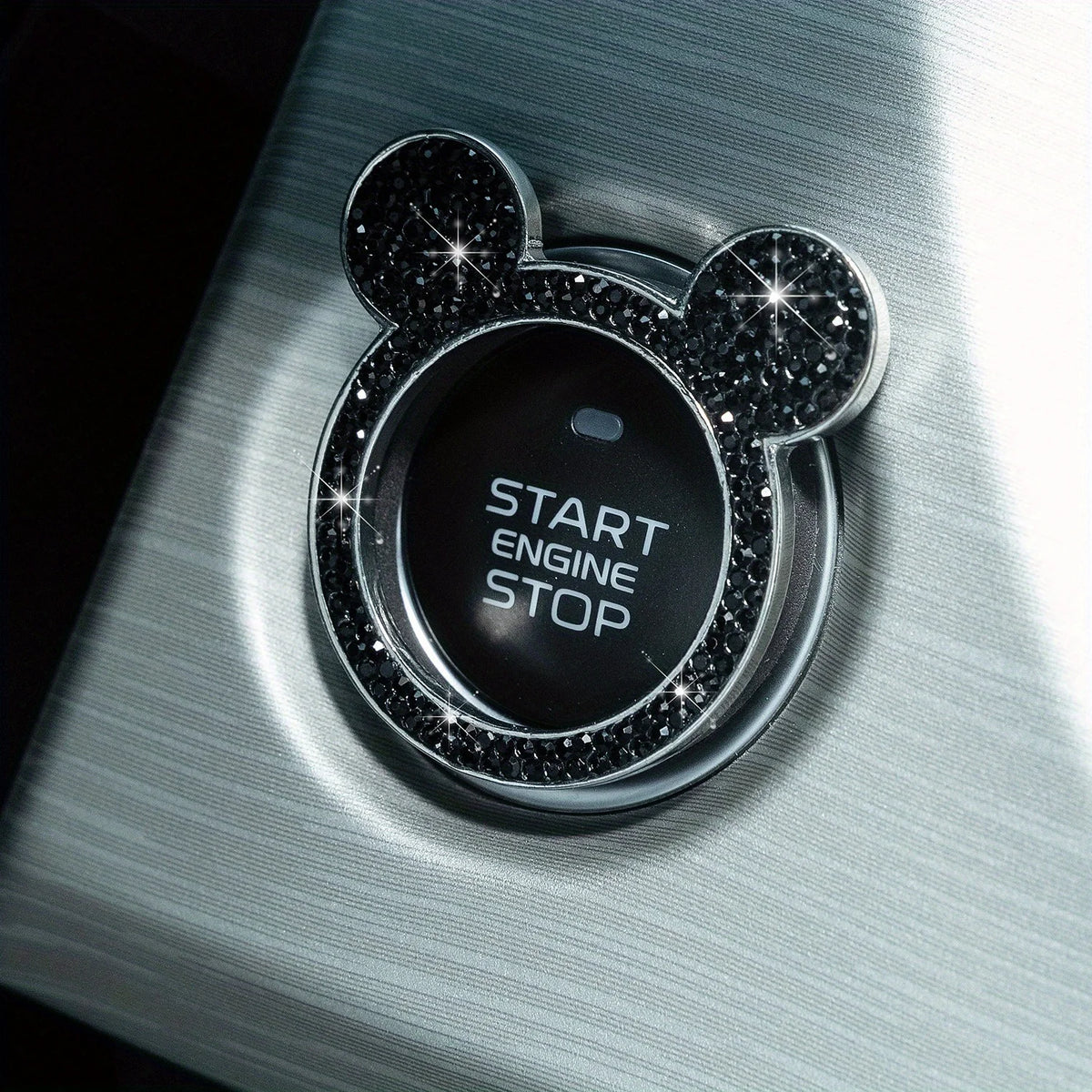 Teddy Bear Rhinestone Start Button Ring Sticker for Car Interior