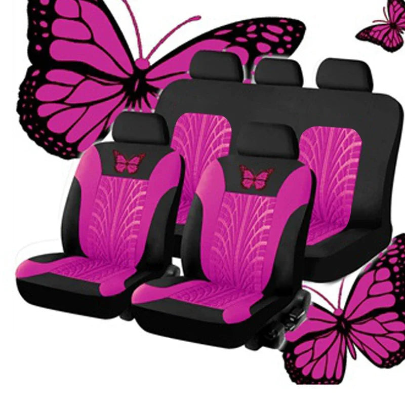 Butterfly Embroidery Car Seat Cover Set, Universal Fit