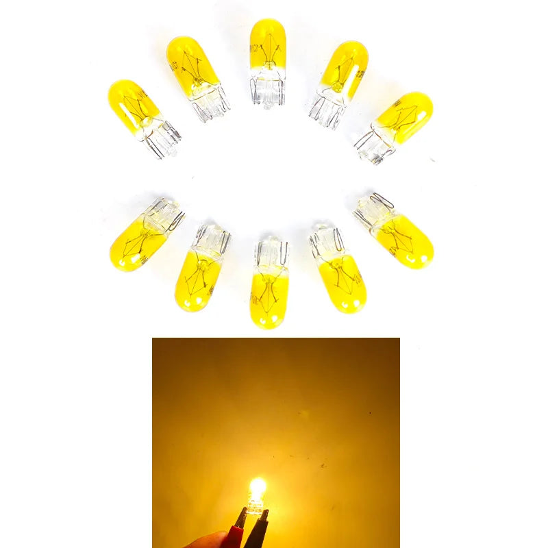 T10 W5W 194 501 Glass Wedge Car Bulbs 12V 5W, 10 Pack