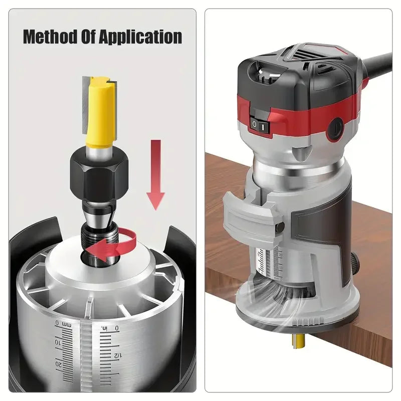 3/5-Piece Router Bit Set with Collet Chuck Adapters
