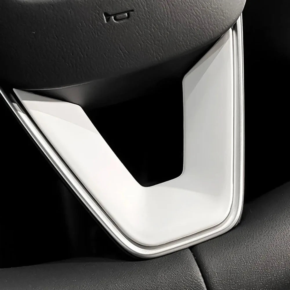 Matte White Steering Wheel Trim for Tesla Model Y and Model 3