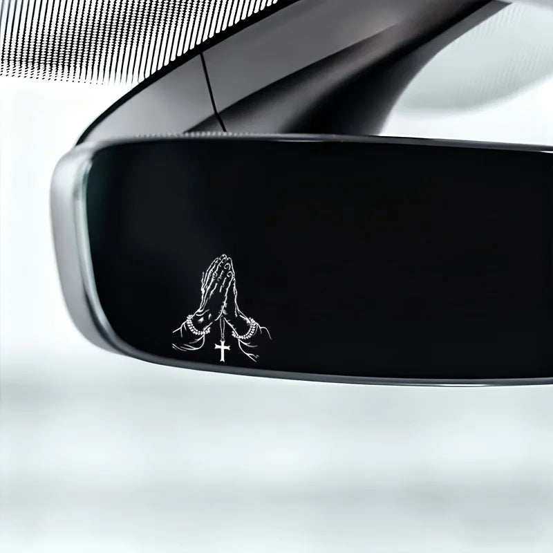 Praying Hands Vinyl Sticker for Car Rearview Mirror and Window