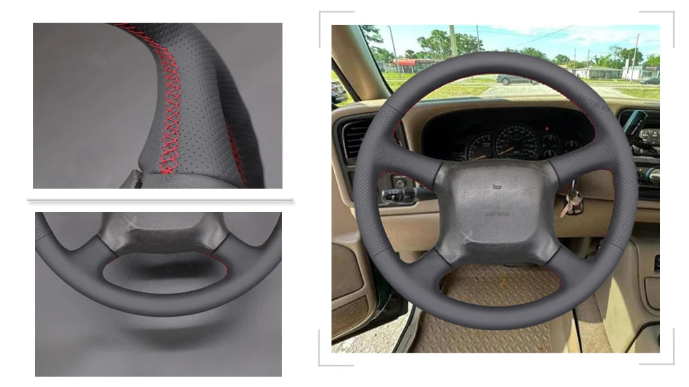 Black Faux Leather Steering Wheel Cover for Chevy/GMC Trucks & SUVs - image 8