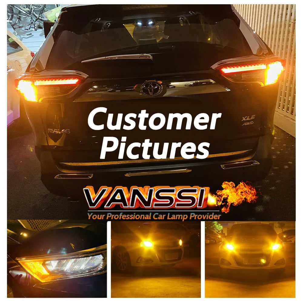2Pcs T20 7440 7440NA W21W WY21W LED Bulb Amber Yellow Canbus Error Free No Hyper Flash Blinker Lamp For RAV4 Turn Signal Light