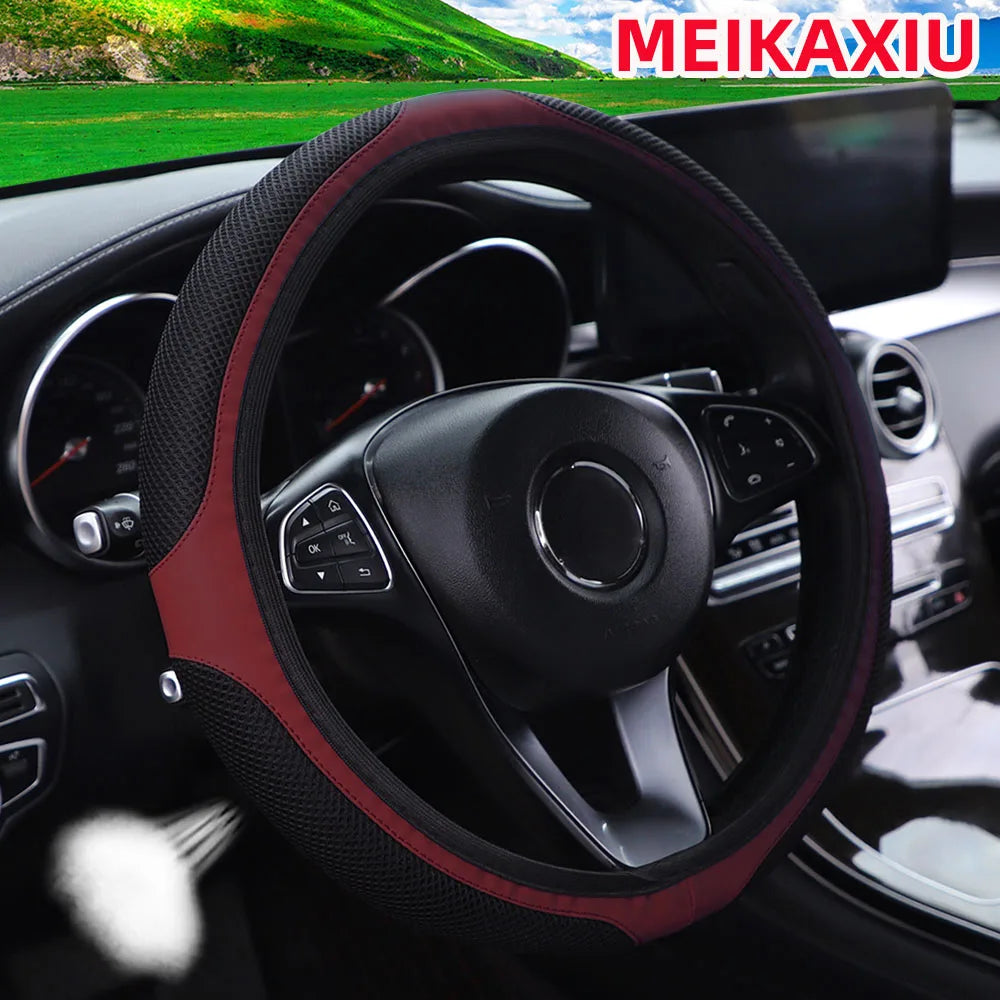 Breathable Mesh Stretch Steering Wheel Cover, 14.5-15 Inch