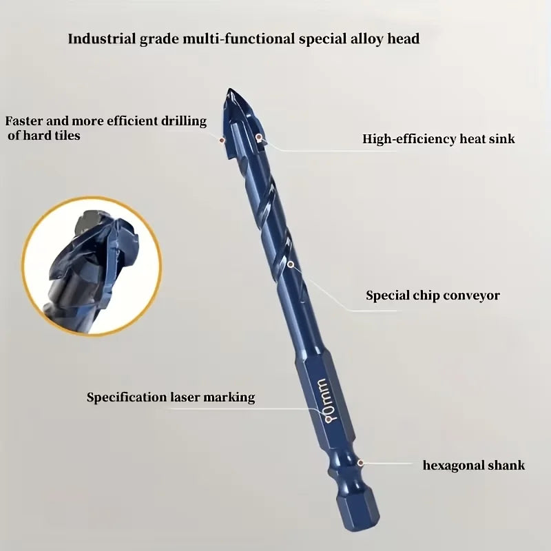 Tungsten Carbide Masonry Drill Bits, 3 Pack Hex Shank for Tile & Brick