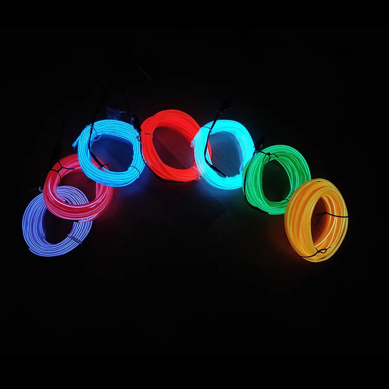1M/5M Car Interior Led Decorative Lamp EL Wiring Neon Strip For Auto DIY Flexible Ambient Light USB Party Atmosphere Diode