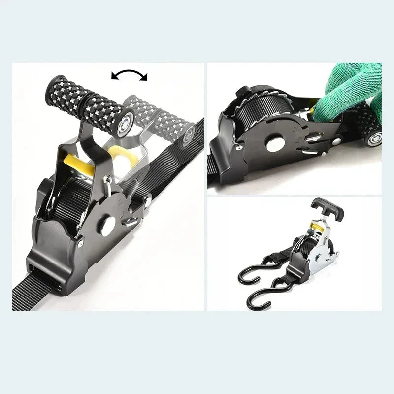 Auto Straps For Cargo Tape Retractable Belts For Load Luggage Strap Ratchet Tensioner Belt For Motorcycles Ratchet Strap For Car