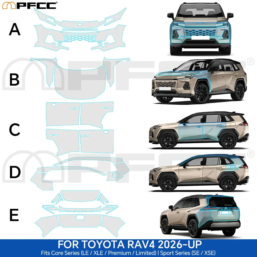 Pre-Cut Paint Protection Film Kit Compatible with Toyota RAV4 2026-2027