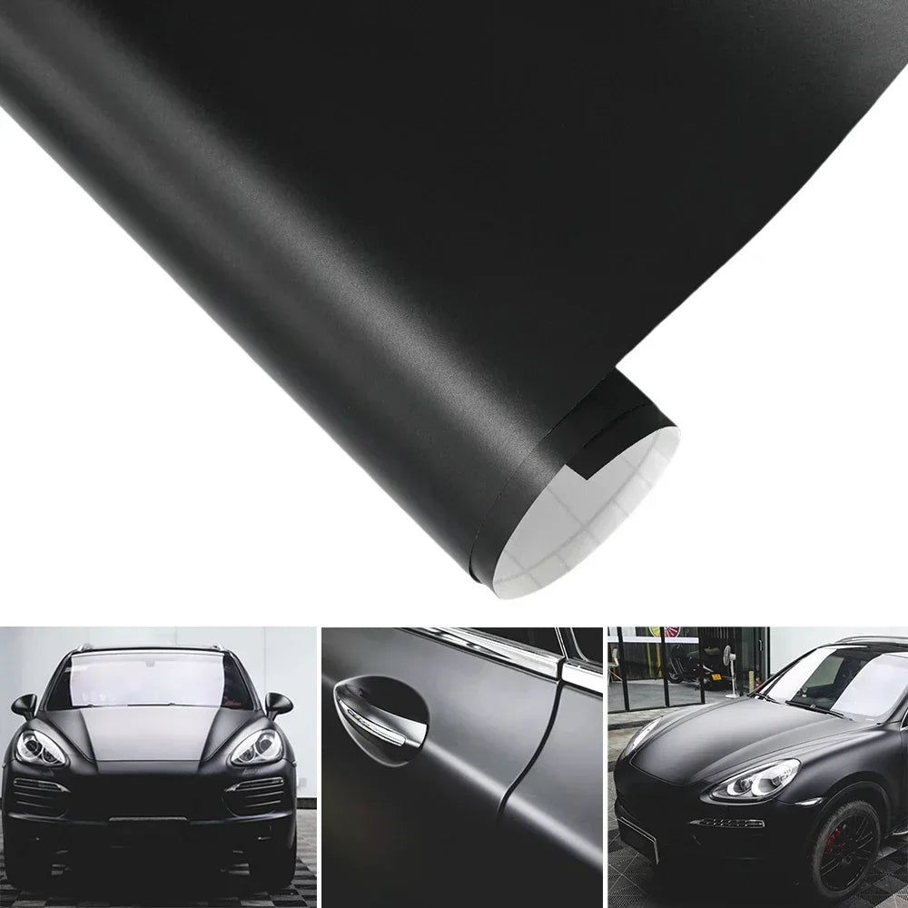 Matte Black Vinyl Car Wrap Film Roll – Bubble-Free Auto Decal Sticker