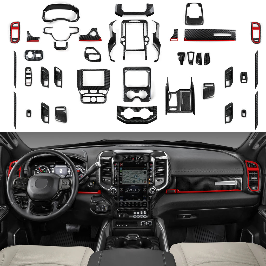Carbon Fiber Gear Shift Panel Cover for Dodge RAM 2019-2026 - image 3