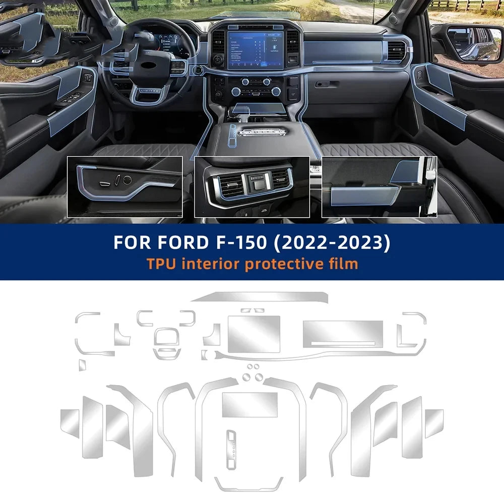 Car Interior Protection Film For Ford F-150 2022-2023 F150 TPU Clear Self-adhesive Console Gear GPS Screen Anti Scratch Sticker