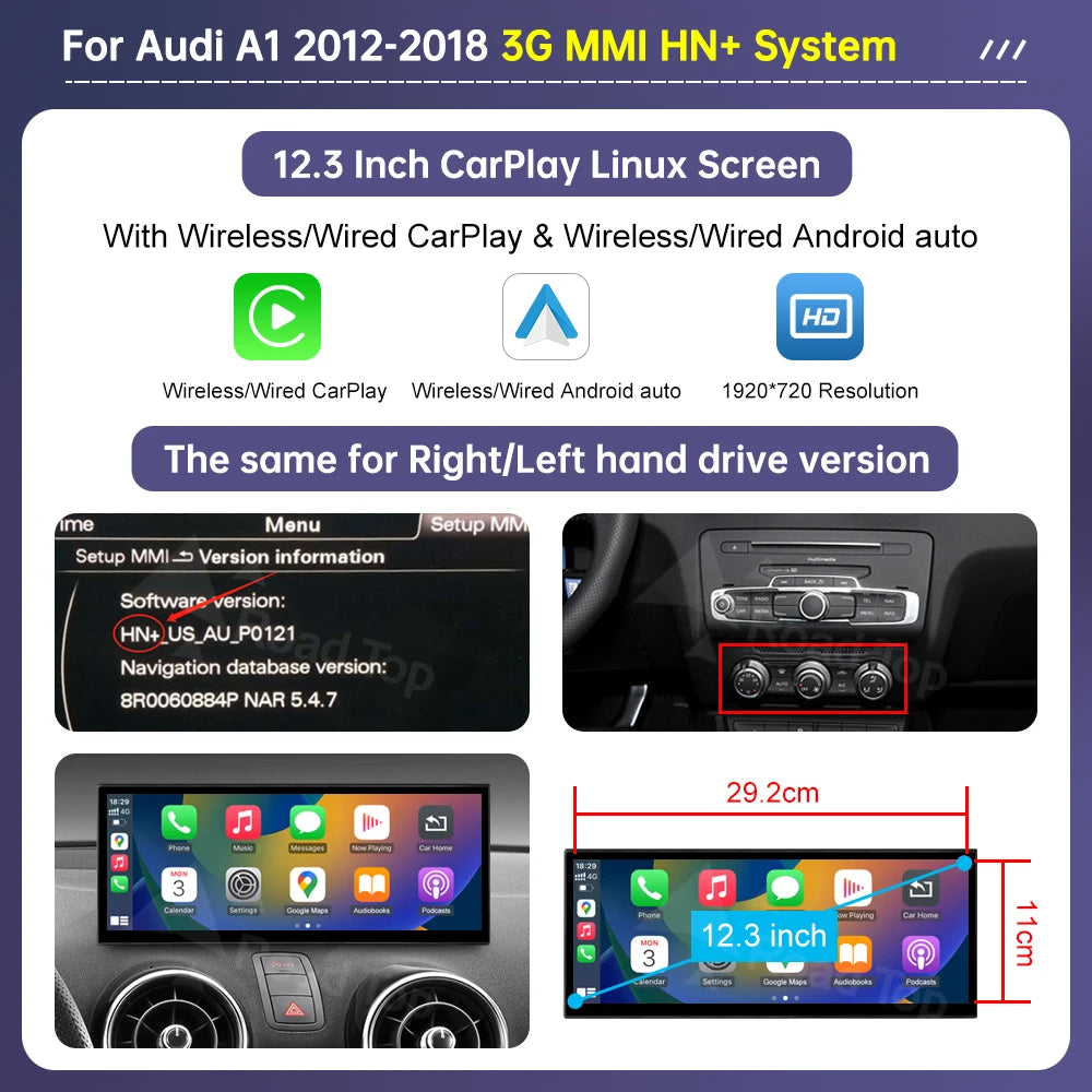 12.3" Touch Screen Multimedia Upgrade for Audi A1 2012-2018 - image 8