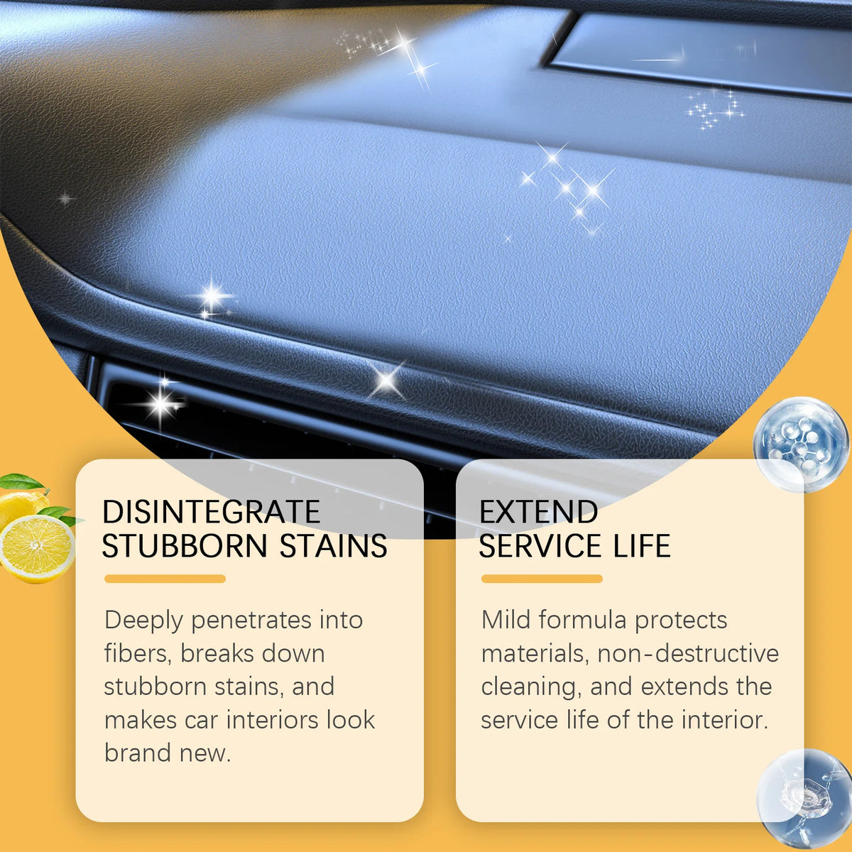 Multi-purpose foam cleaner spray for car interior and household surfaces