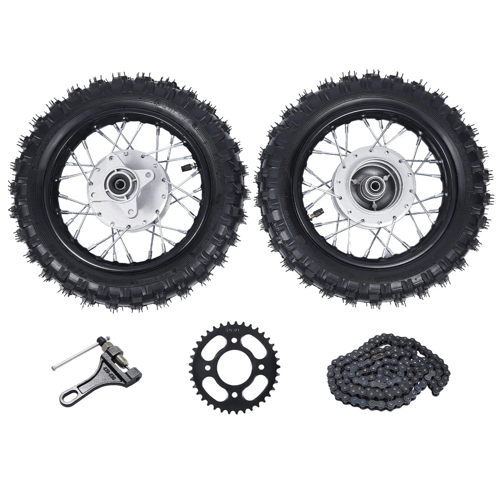 2.5-10 Dirt Bike Wheel Set with Sprocket for CRF50 & KLX110 - image 3