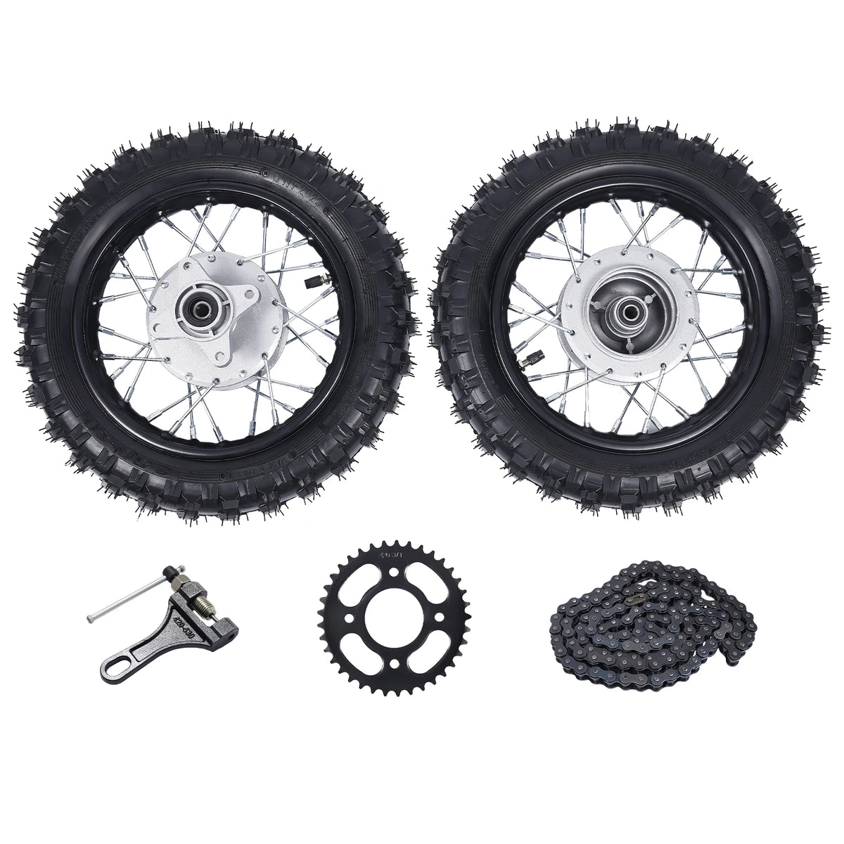 2.5-10 Dirt Bike Wheel Set with Sprocket for CRF50 & KLX110 - image 3