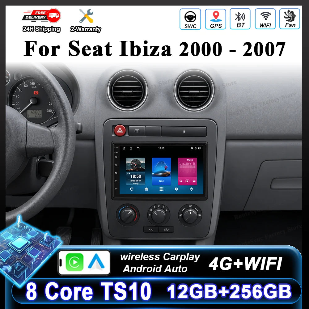 7-inch Android Car Stereo for Seat Ibiza 2000-2007 GPS CarPlay