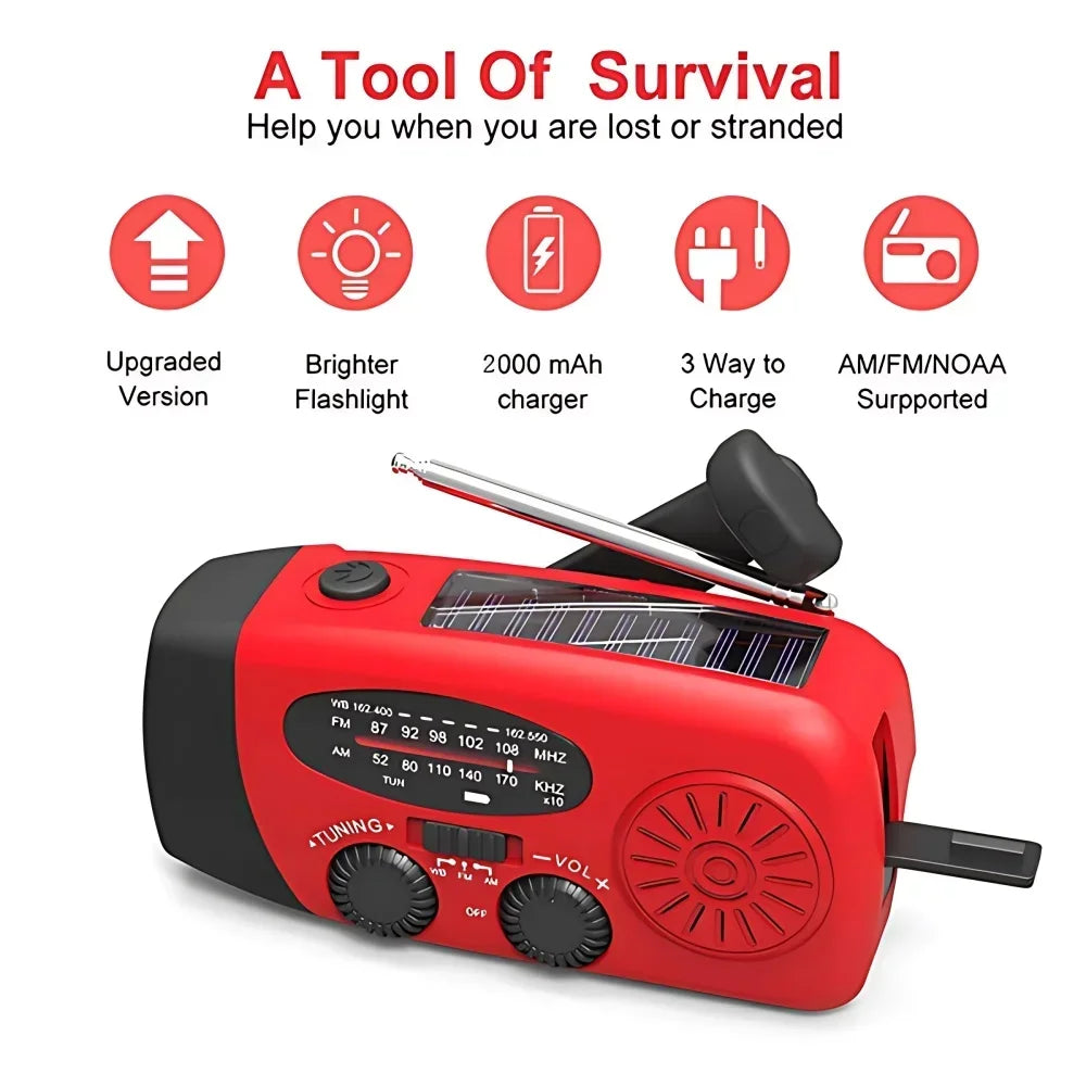Solar Hand-Crank Emergency Radio with Power Bank & Flashlight - image 10