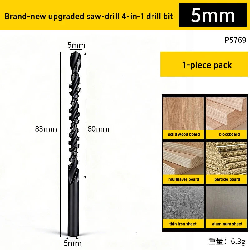 HSS Universal 4 in 1 Drill Bit for Drilling Shaping Reaming Cutting Wood PVC Metal