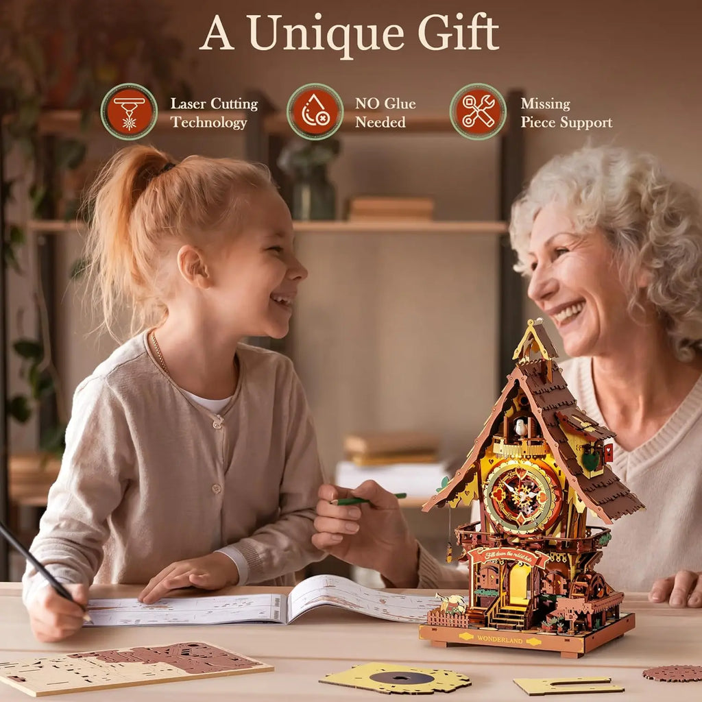 Rokr 3D Wooden Cuckoo Clock Puzzle Kit with Working Bird - view 7