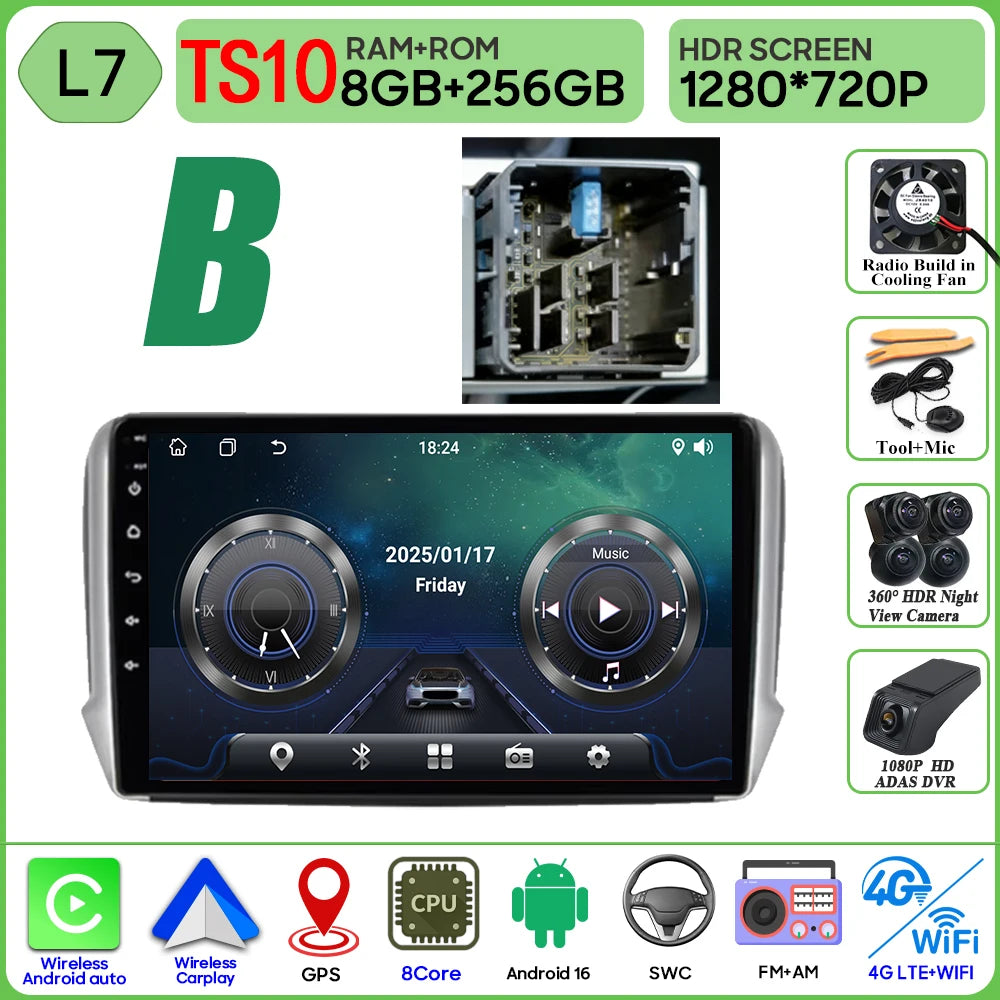 Peugeot 2008/208 10" Android 16 GPS Navigation Stereo (2012-2018) - image 13