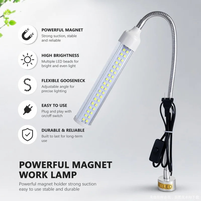Magnetic LED Work Light High Brightness Bendable Waterproof Explosion Oil Proof CNC Machine Worktable Aluminum Clamp Lamp