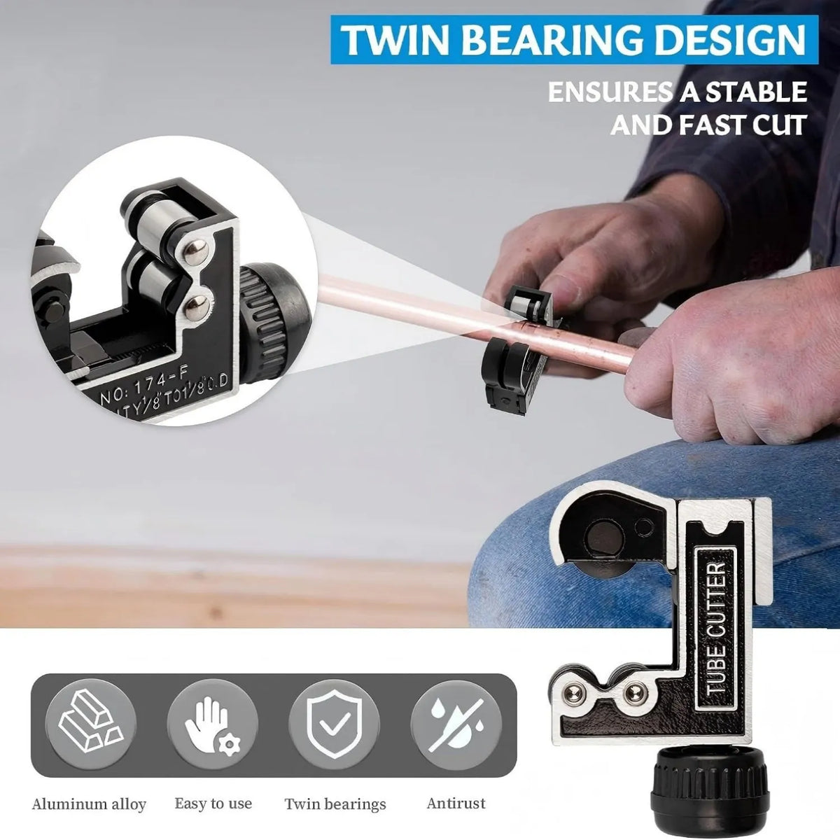 Pipe Cutter 1/8 to 1-1/8 inch (3-28mm) Tube Cutter Tool for Copper Pipe Stainless Steel Tubing Metal  Plastic Brass