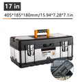 14/17in Tool Box Double Layer Hardware Storage Toolbox Stainless Steel Tool Box Metal Tool Bucket Portable Tool Box Organizer
