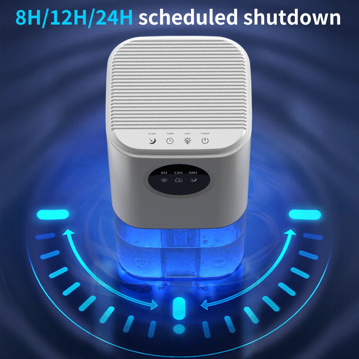 Silent portable dehumidifier 35oz with night light and timer for bedrooms