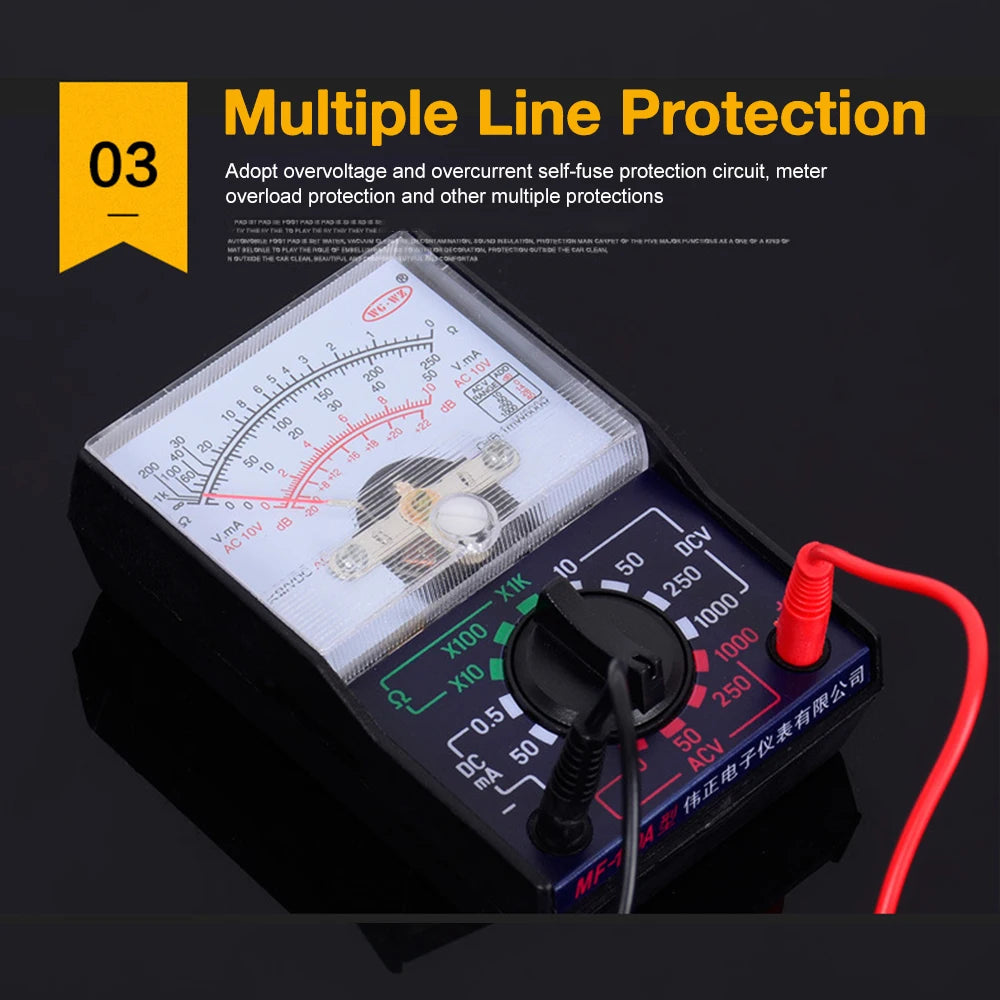 Mini Analog Multimeter Tool AC/DC 1000V Voltmeter 250mA Ammeter 1K Resistance Meter Handheld Pointer Voltage Multimeter