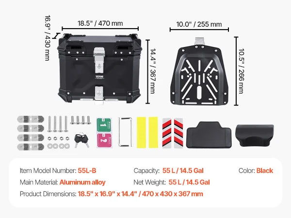 SucceBuy Aluminum Motorcycle Top Case with Leather Lining - image 20