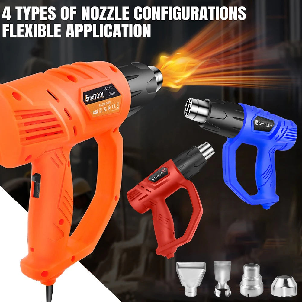 2000W Heavy Duty Heat Gun, 140-1112°F Variable Temperature with 4 Nozzles for DIY and Welding