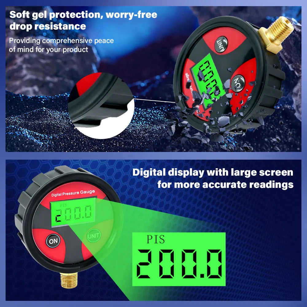 1/8 Digital Tire Pressure Gauge LCD Backlight LED Digital Tire Pressure Gauge Pressure Gauge for Car Pressure Tester