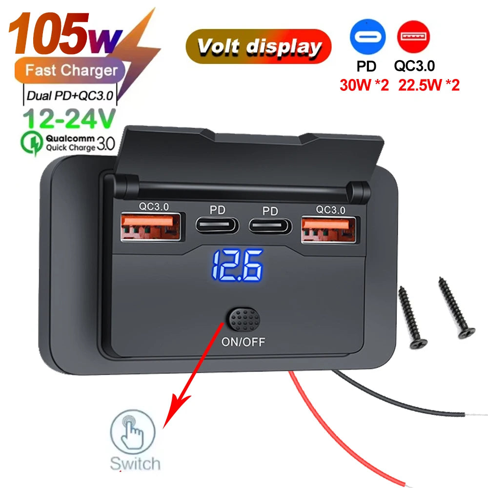 Dual USB-C Car Charger Splitter 12V/24V PD 30W Quick Charge - image 23