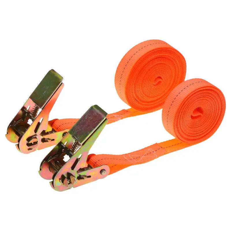 Heavy Duty Ratchet Tie Down Straps High Strength Orange Webbing with Metal Buckle