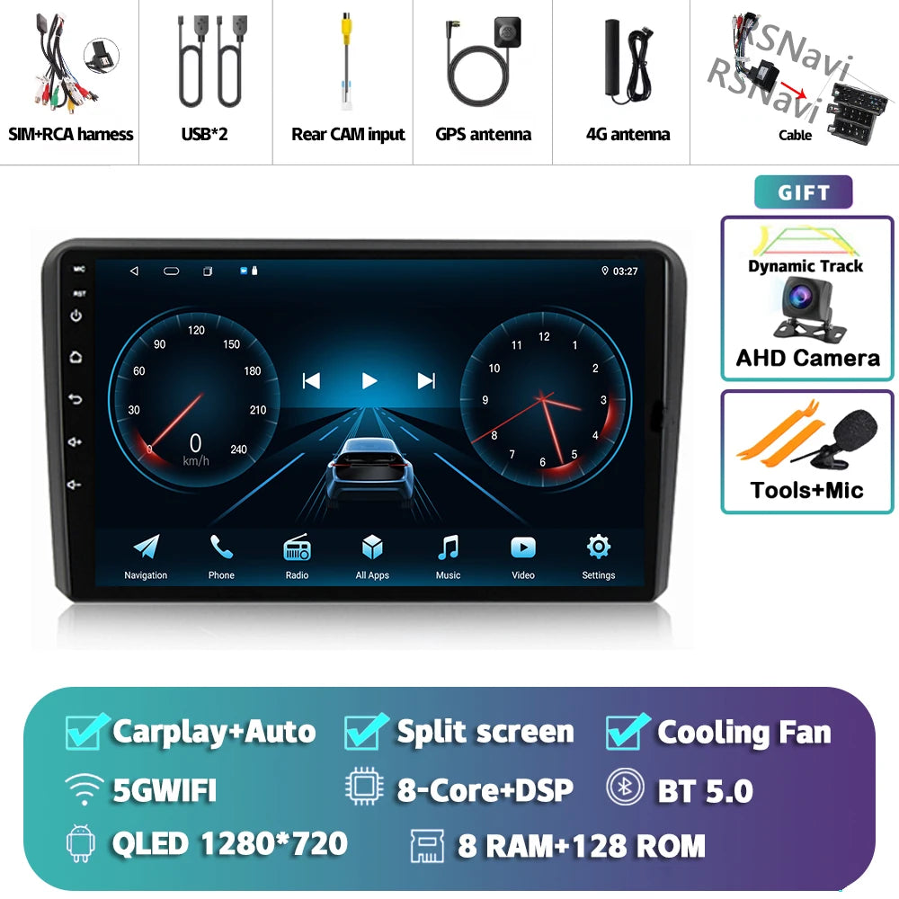 In-Dash Android Auto CarPlay GPS Navigation for Audi A3 2003-2013 - image 11