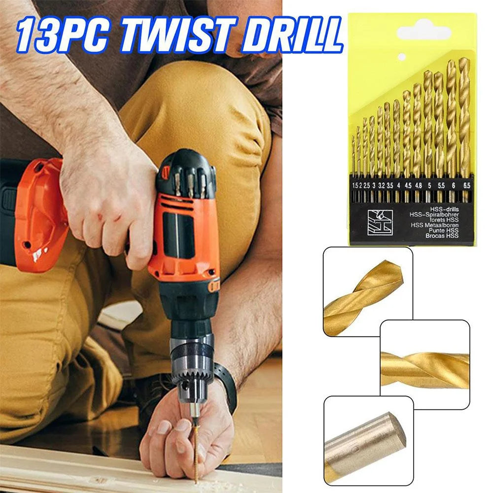 13-Piece Titanium Twist Drill Bit Set for Wood & Plastic - image 16