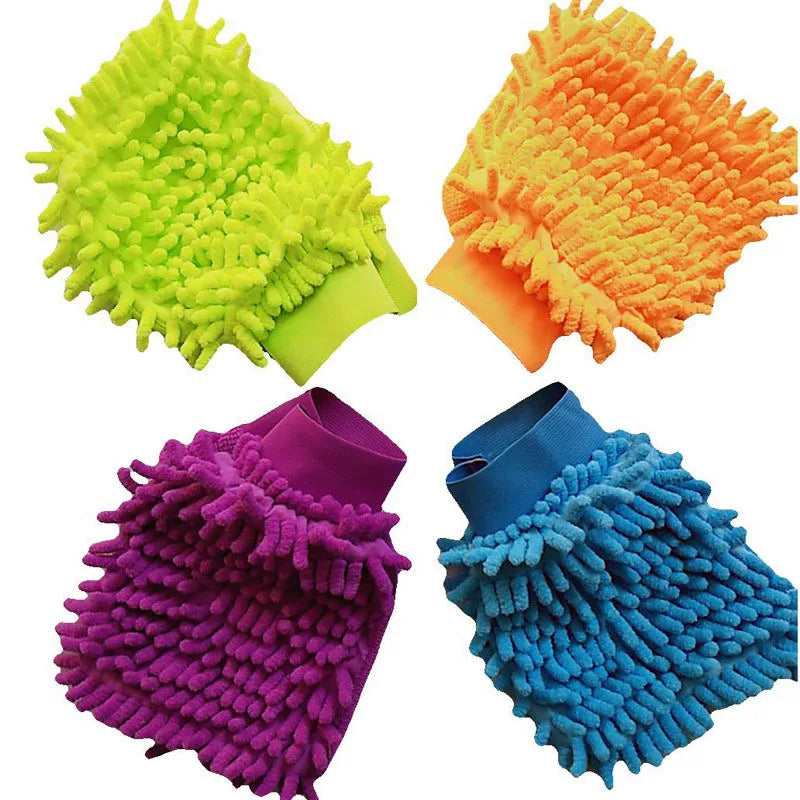 Thick Waterproof Chenille Car Wash Mitt, Double-Faced Detailing and Wax Glove