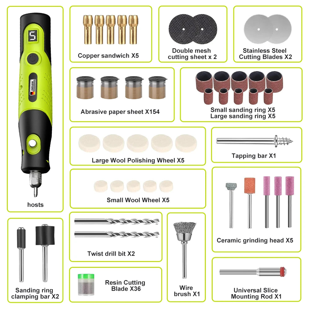 231-Piece Wireless Mini Electric Grinder Kit, 5 Speed USB Rechargeable - image 5