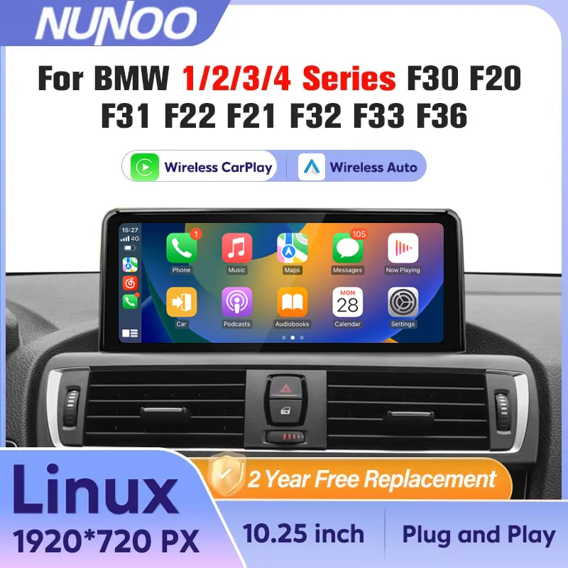 10.25 CarPlay Screen for BMW 1 2 3 4 Series Wireless Android Auto