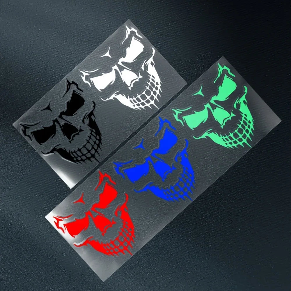 Multicolor Skull Face Vinyl Sticker Set for Car, Motorcycle and Helmet - view 3