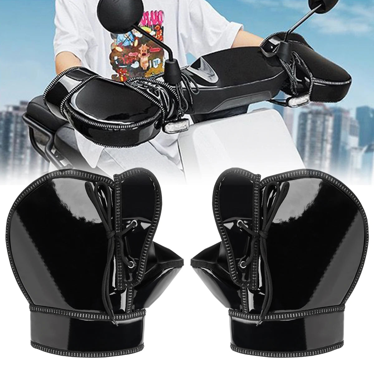 Motorcycle Handlebar Gloves Muffs Scooter Winter Warm Handle Gloves Waterproof Windproof Motorbike Handle Bar Hand Cover Muffs
