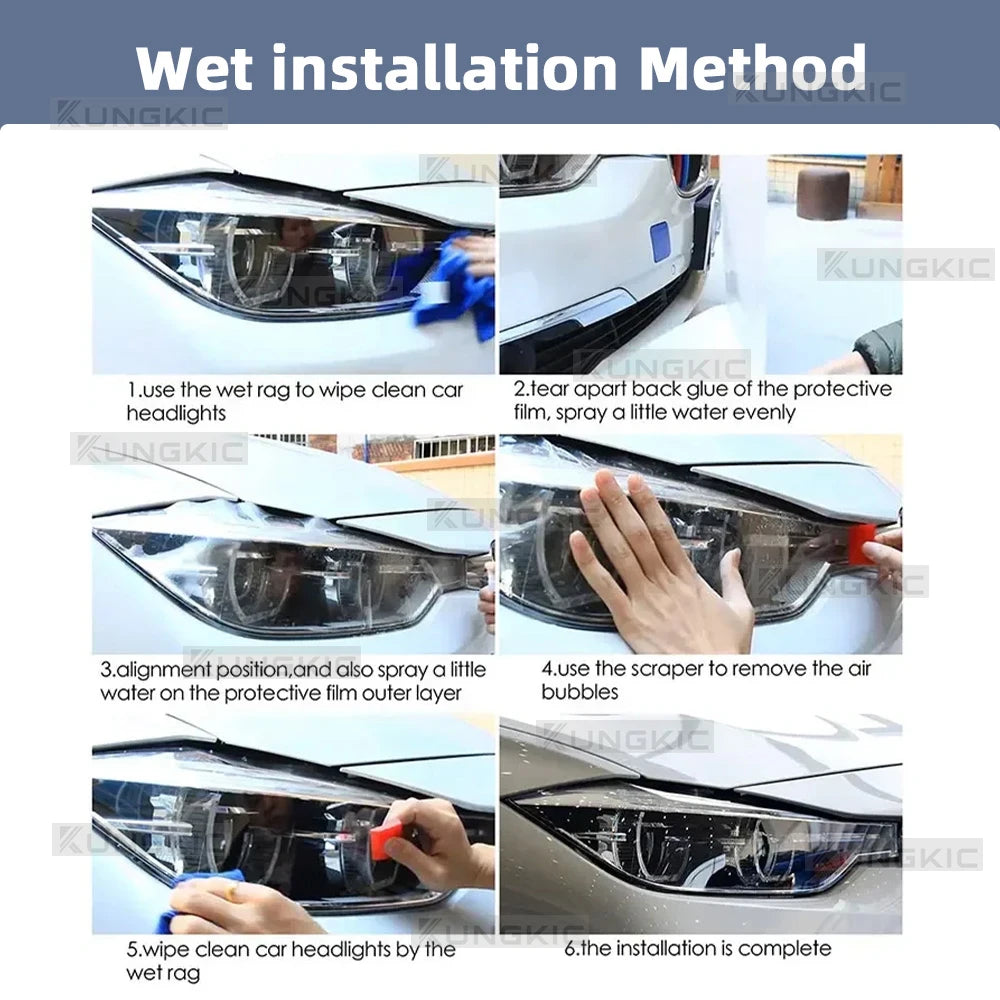 TPU Smoke Headlight Protection Film for 2015-2017 Ford F150 Mustang - image 6