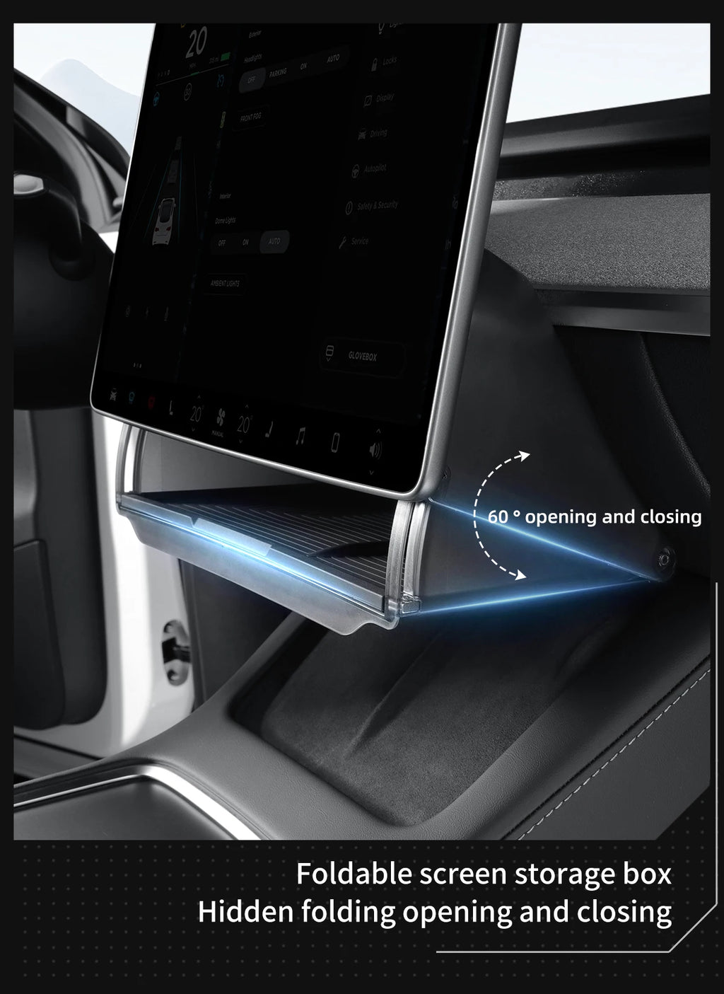 Under Screen Hidden Storage Box for Tesla Model Y 2024