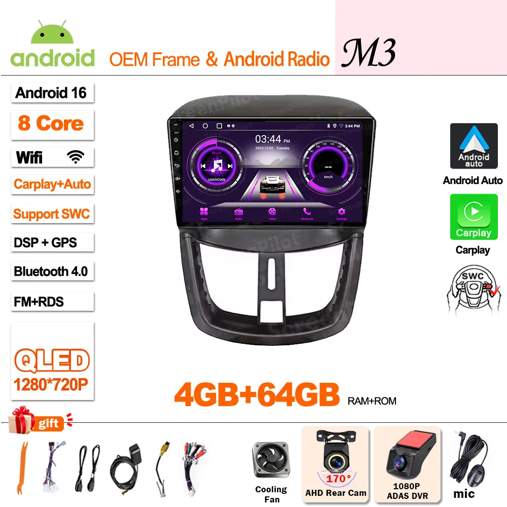 Peugeot 207 2006-2015 Android Car Radio 9" Touchscreen GPS - image 8